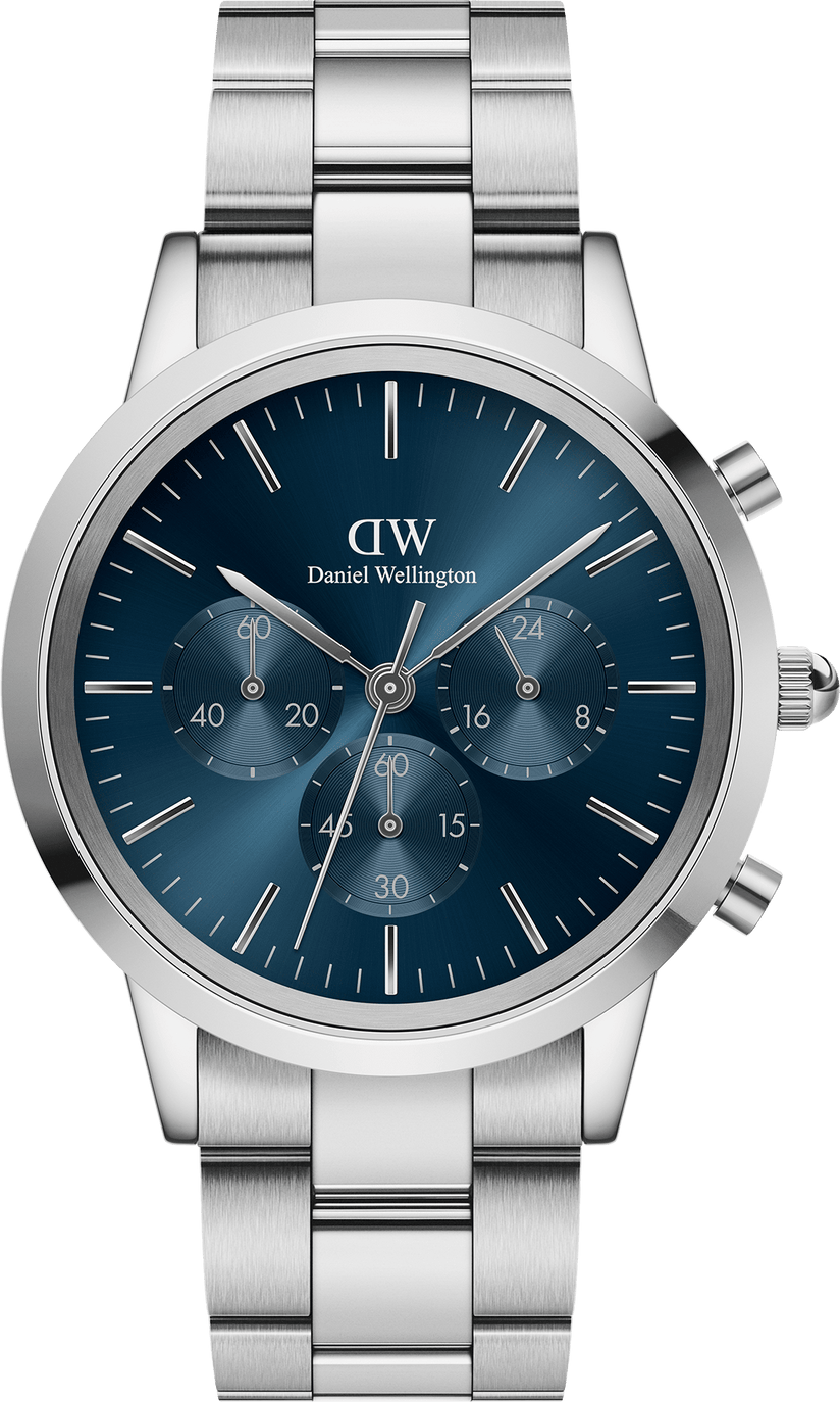 Montre Daniel Wellington DW00100644 Iconic Chronograph Link Onyx G en acier cadran bleu