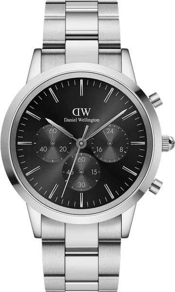 Montre Daniel Wellington DW00100645 Iconic Chronograph Link Onyx G en acier cadran noir