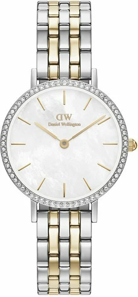 Montre Femme Daniel Wellington Petite Lumine Bezel 5-Link Two-Tone DW00100665 cadran blanc nacre