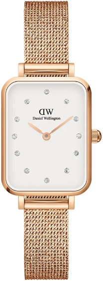 Montre Daniel Wellington DW00100527 Quadro Rectangulaire Or Rose Maille Milanaise
