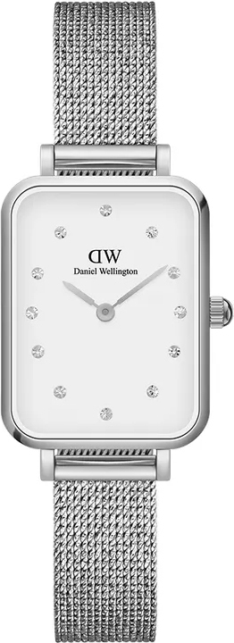 Montre Daniel Wellington Quadro Lumine Pressed Sterling DW00100597 Rectangulaire en maille milanaise