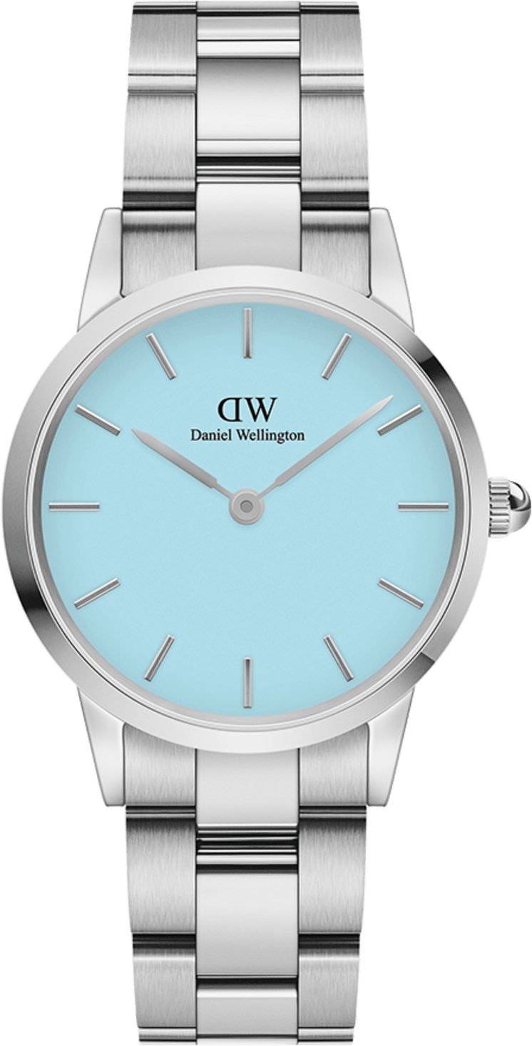 Montre Daniel Wellington DW00100540 Iconic Link Capri bleu pastel 28mm en acier poli