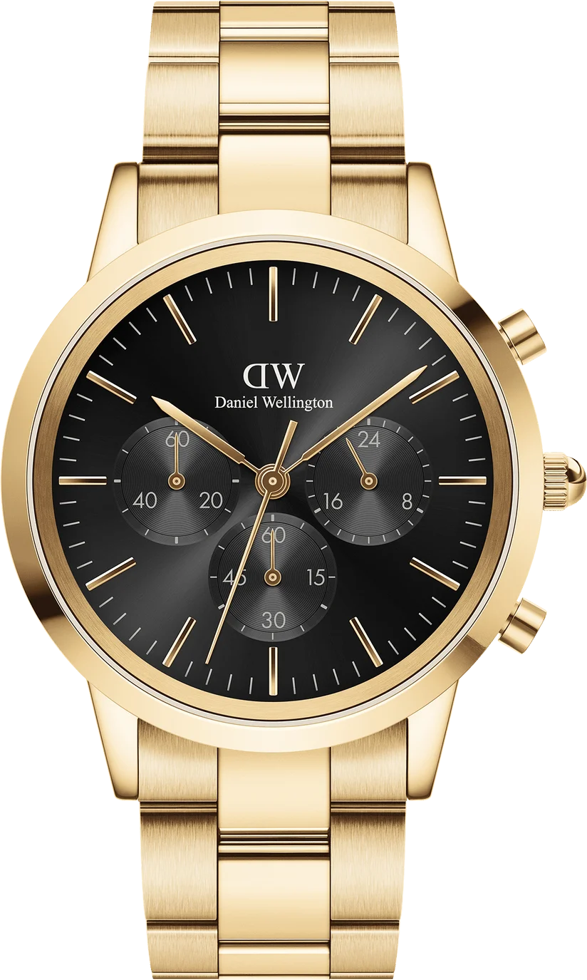 Montre Daniel Wellington DW00100641 Iconic Chronograph Link Onyx G en acier doré jaune