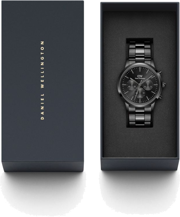 Montre Homme Daniel Wellington DW00100642 Iconic Chronograph, Boîtier et Bracelet Acier Noir, Cadran Onyx vue 3