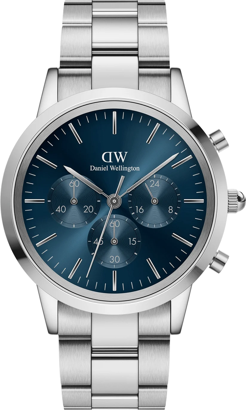 Montre Daniel Wellington DW00100644 Iconic Chronograph Link Onyx G en acier cadran bleu