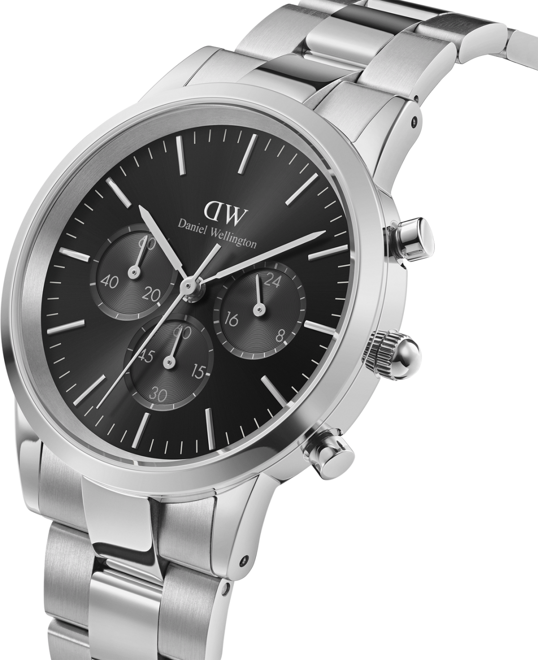 Montre Homme Daniel Wellington DW00100645 Iconic Chronograph, Cadran Noir, Bracelet Acier Argent vue 2