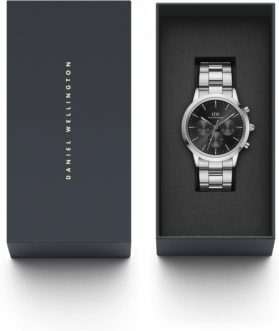 Montre Homme Daniel Wellington DW00100645 Iconic Chronograph, Cadran Noir, Bracelet Acier Argent vue 4