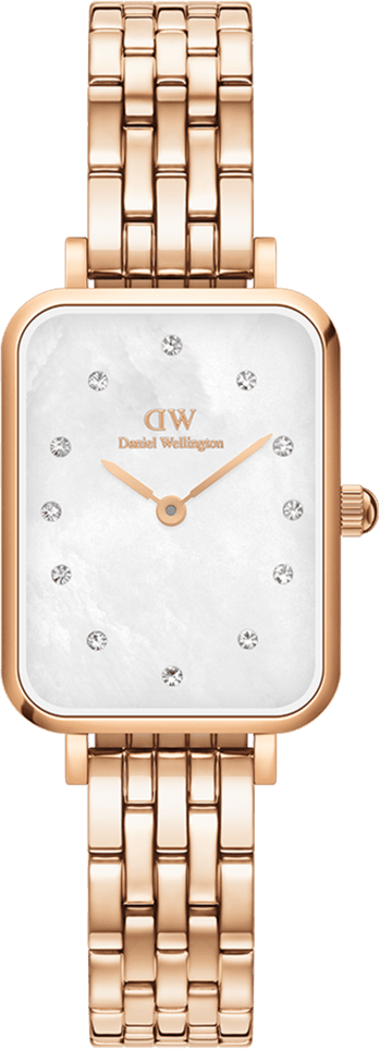 Montre Femme Daniel Wellington DW00100620 Quadro Lumine Nacre et Cristaux Or Rose