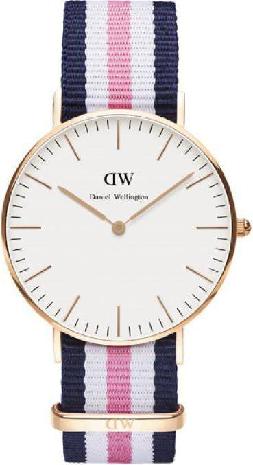 Montre Daniel Wellington DW00100034 en Acier Or Rose et Bracelet NATO Tricolore