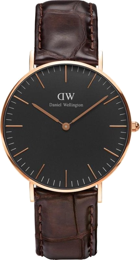 Montre Daniel Wellington Classic Black York DW00100140 bracelet cuir marron