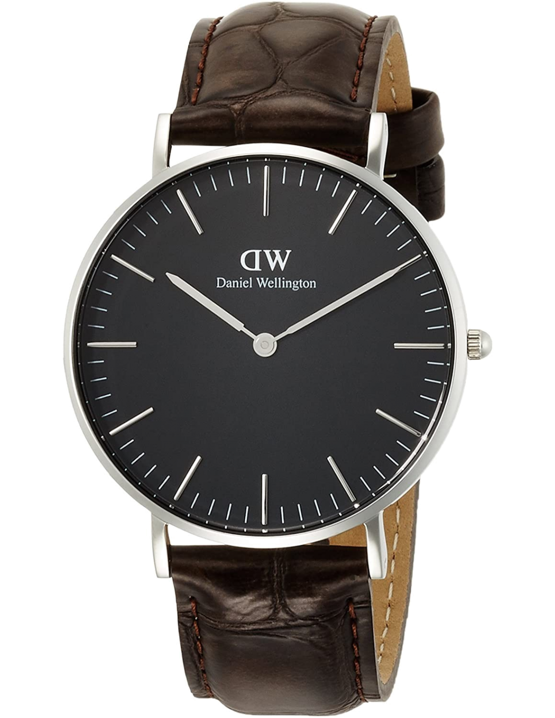Montre Daniel Wellington DW00100146 Cadran Noir et Bracelet Cuir Marron