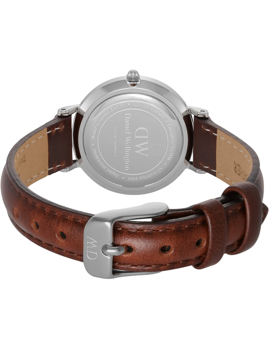 Montre Femme Daniel Wellington Classic Petite DW00100237, Cadran Noir, Bracelet Cuir Marron vue 2