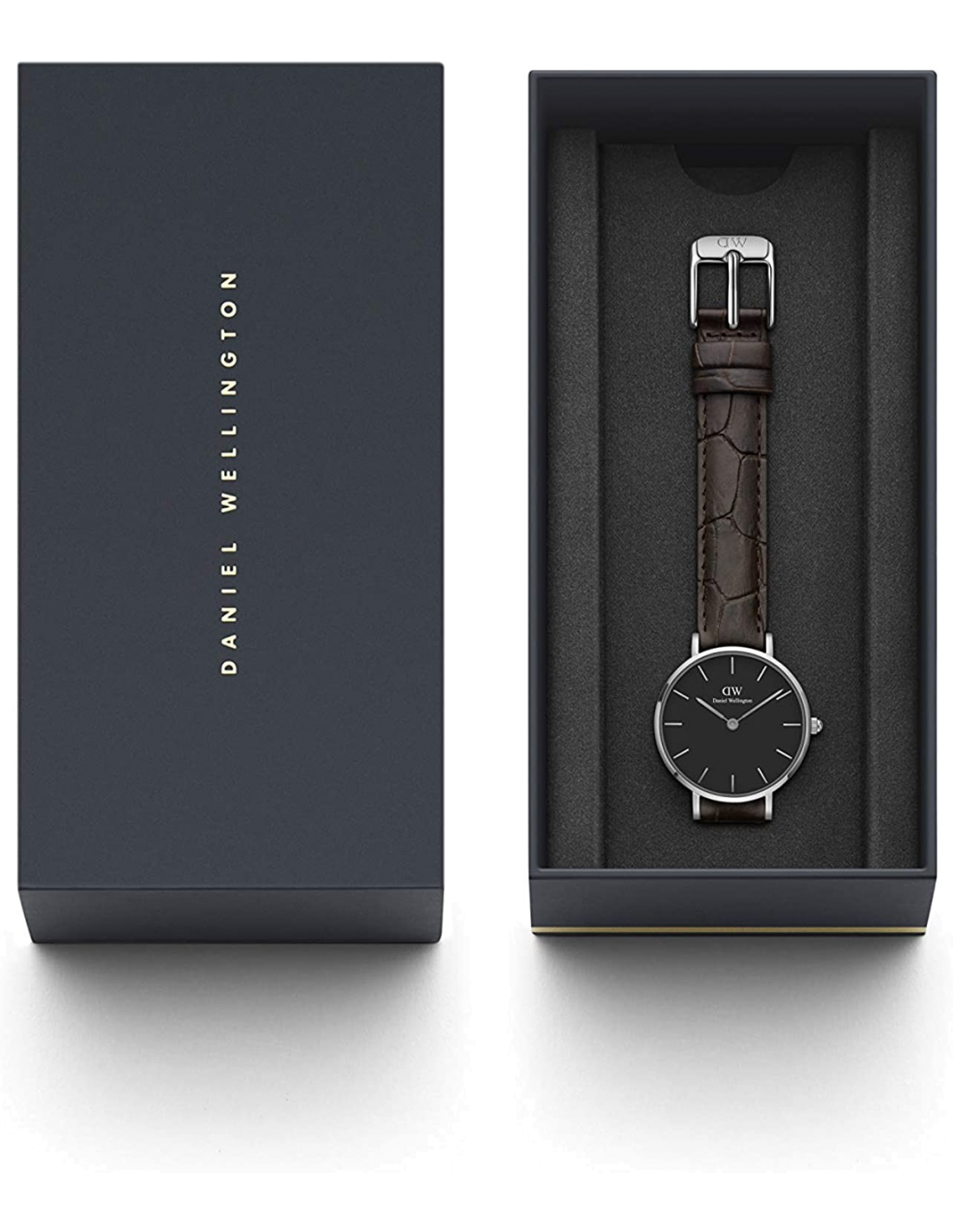 Montre Femme Daniel Wellington Classic Petite DW00100238, Cadran Noir et Bracelet Cuir Marron vue 3