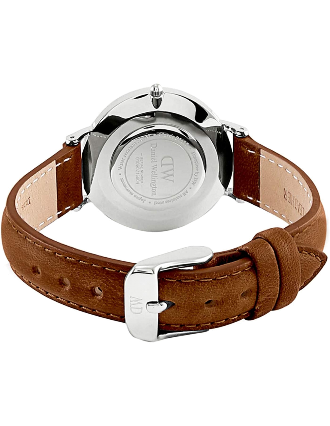 Montre Femme Daniel Wellington Classic Petite 28mm, Cadran Noir, Bracelet Cuir Marron - DW00100234 vue 2