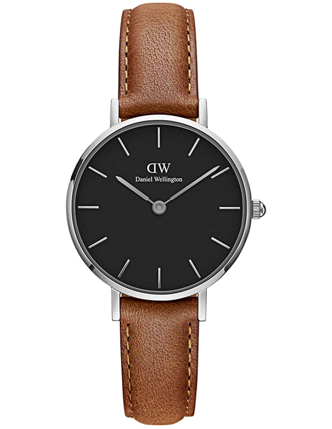 Montre Femme Daniel Wellington Classic Petite 28mm, Cadran Noir, Bracelet Cuir Marron - DW00100234 vue 3