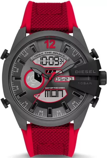 Montre Homme Diesel Mega Chief DZ4551 bracelet rouge en nylon et silicone cadran multifonction