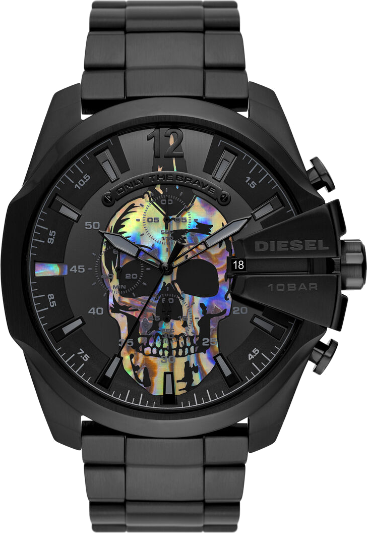 Montre Homme Diesel Mega Chief Skull Rainbow DZ4582 cadran tête de mort