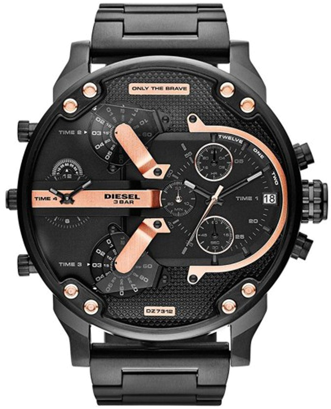 Montre Diesel DZ7312 Mr Daddy 2.0 acier noir rehauts or rose élégance contemporaine