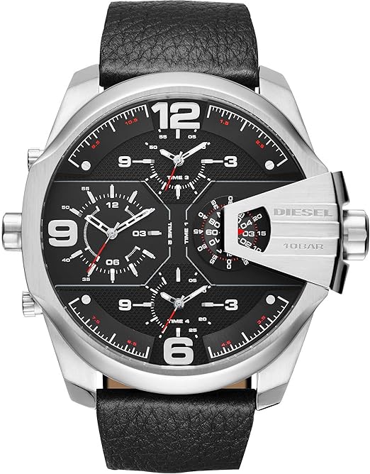 Montre Homme Diesel Uber Chief DZ7376 XXL Bracelet Cuir Noir