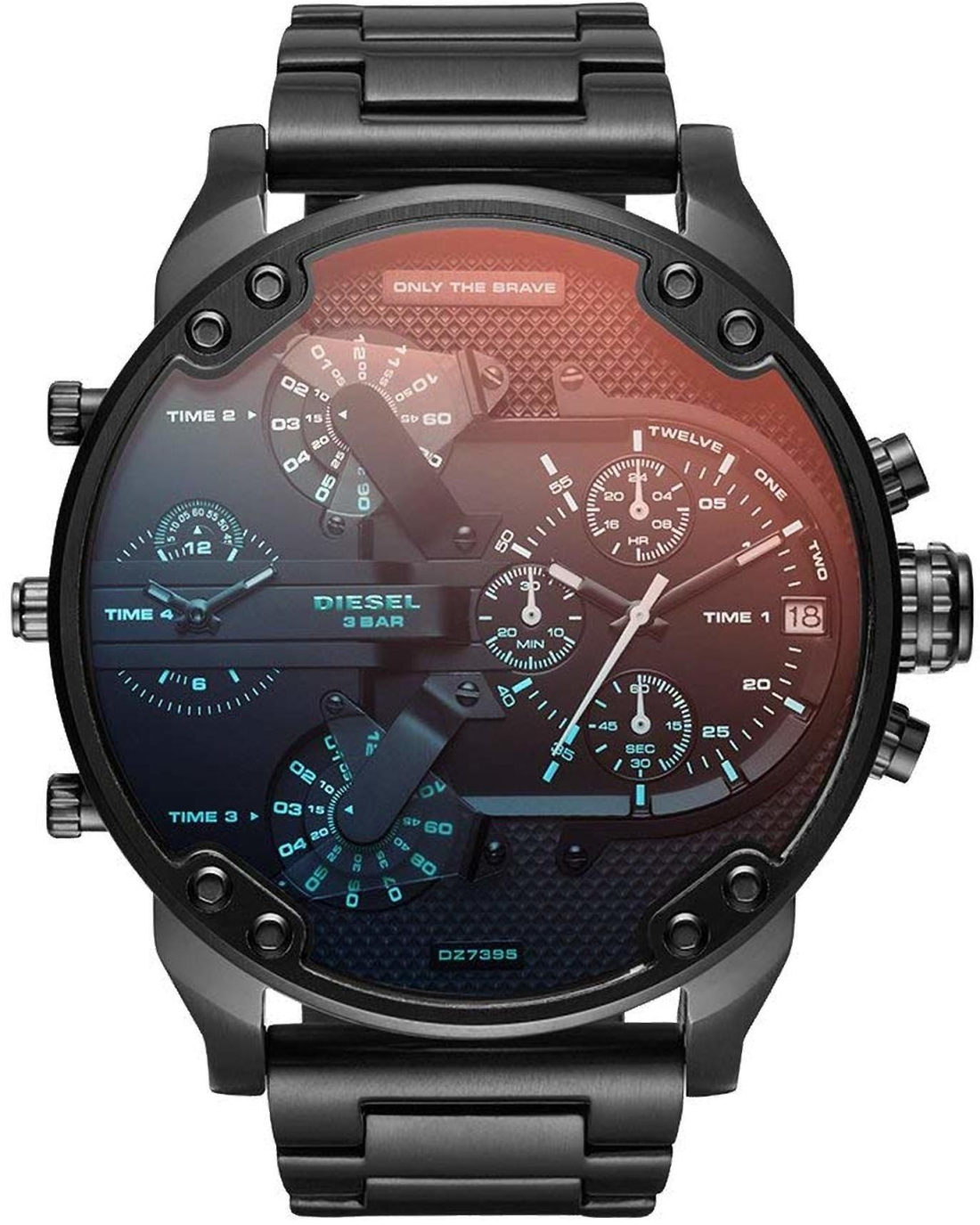 Montre Diesel DZ7395 en Acier Noir et Détails Cuivrés Multi-Fuseaux