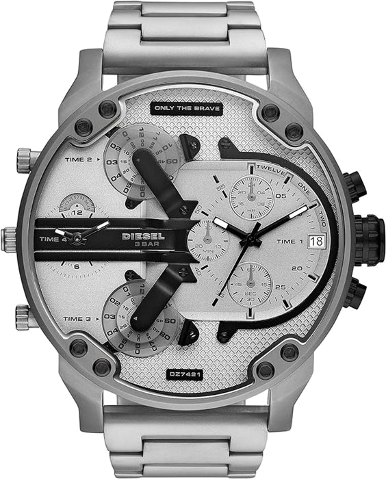 Montre Diesel Mr Daddy chronographe XXL noire DZ7421 surdimensionnée bracelet acier