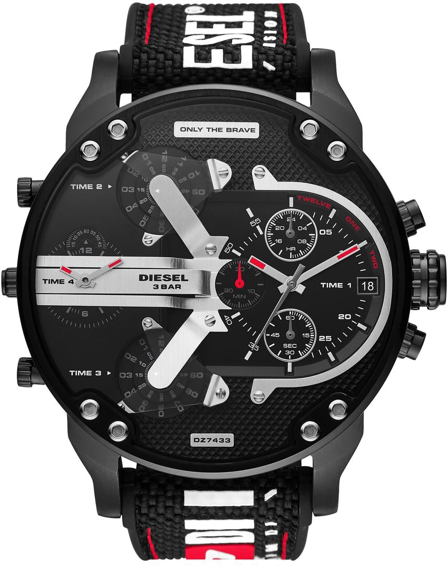 Montre Diesel Mr. Daddy 2.0 DZ7433 cuir surpiqué chronomètre XXL
