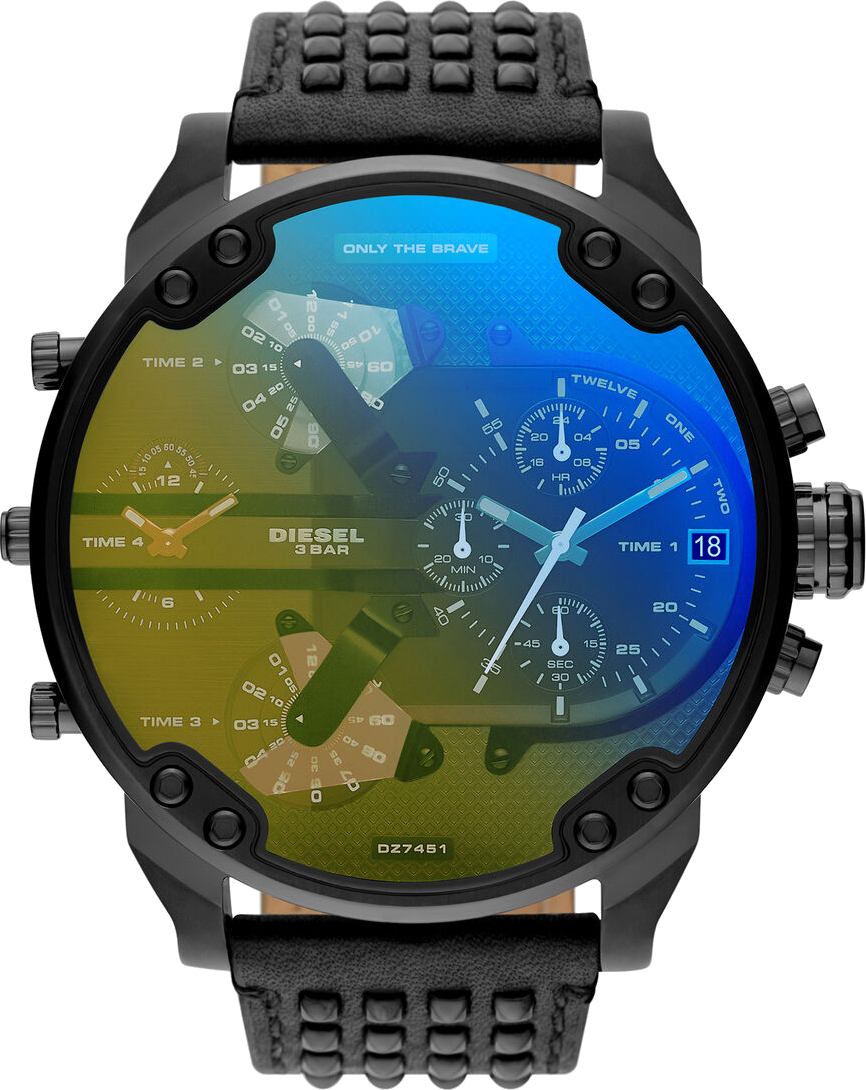 Montre Diesel DZ7451 Big Daddy Boîtier Surdimensionné et Bracelet Cuir Noir