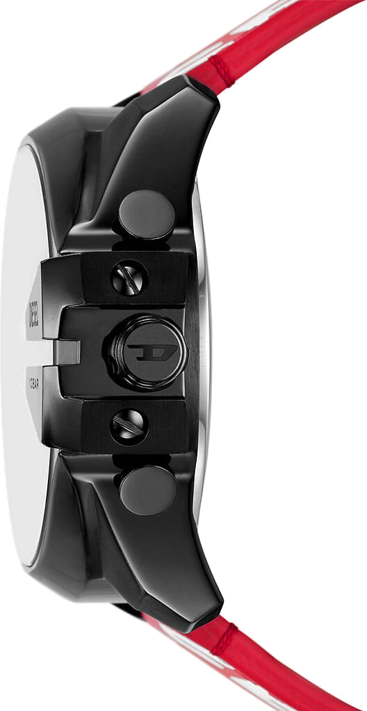 Montre Diesel Mega Chief DZ4647 pour Homme - Cadran Multifonction Gris, Bracelet Cuir Rouge vue 2