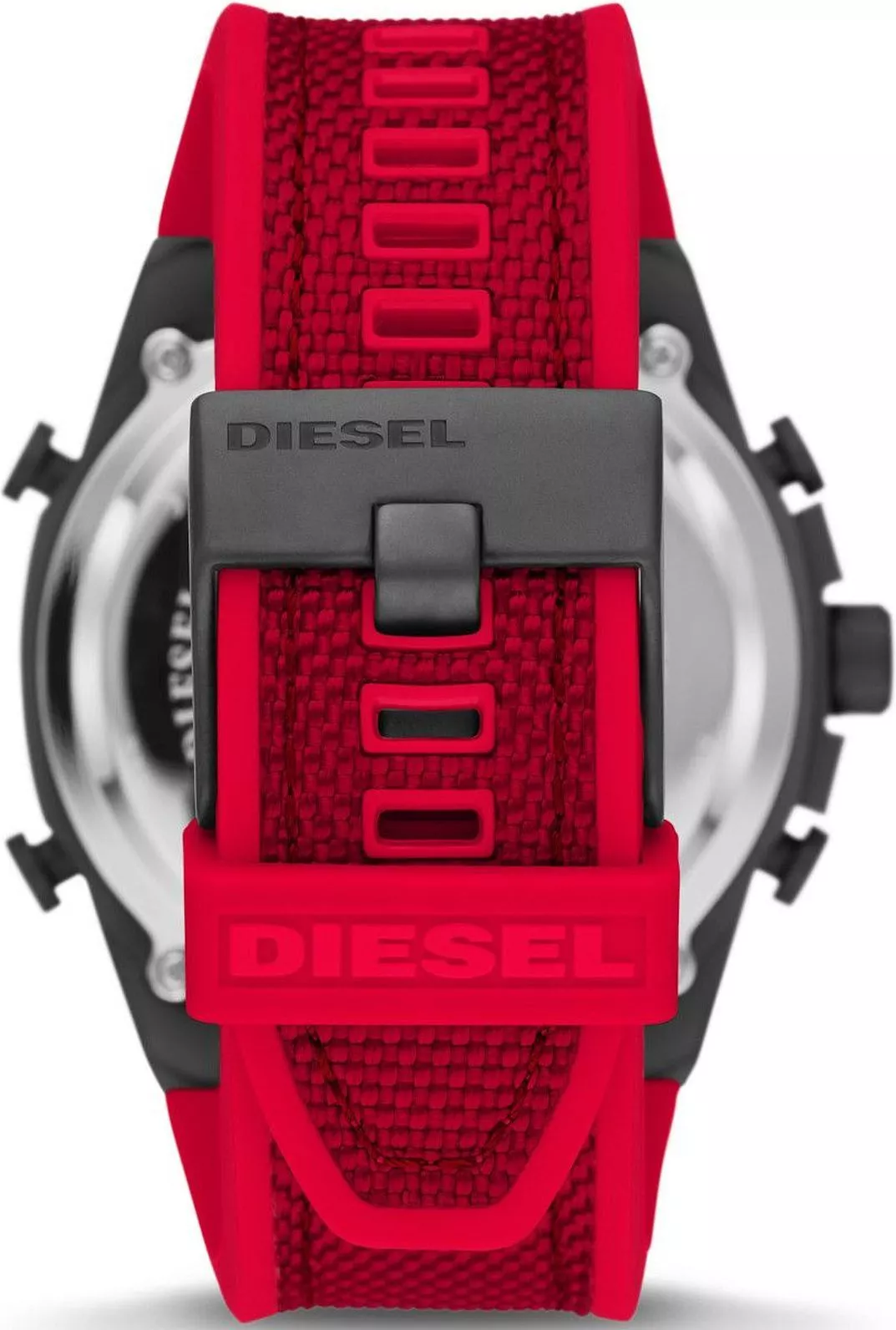 Montre Diesel Mega Chief DZ4551 pour Homme - Cadran Multifonction Gris, Bracelet Rouge Nylon/Silicone vue 3