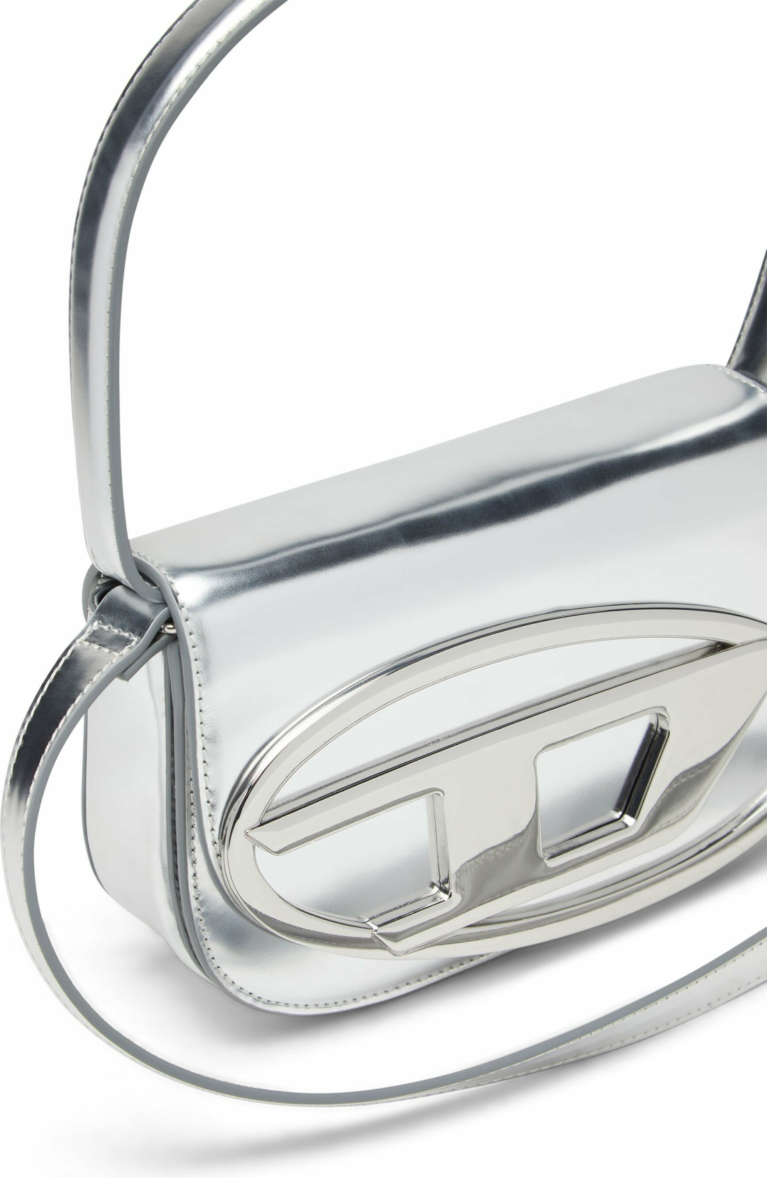 Sac à main Diesel 1DR (réf. 111476) en cuir effet miroir argenté pour femme vue 2