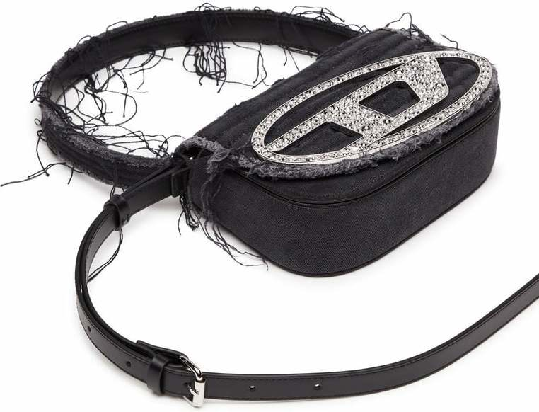 Sac à main Diesel 1DR 111502 en toile denim noir et cuir pour femme vue 4