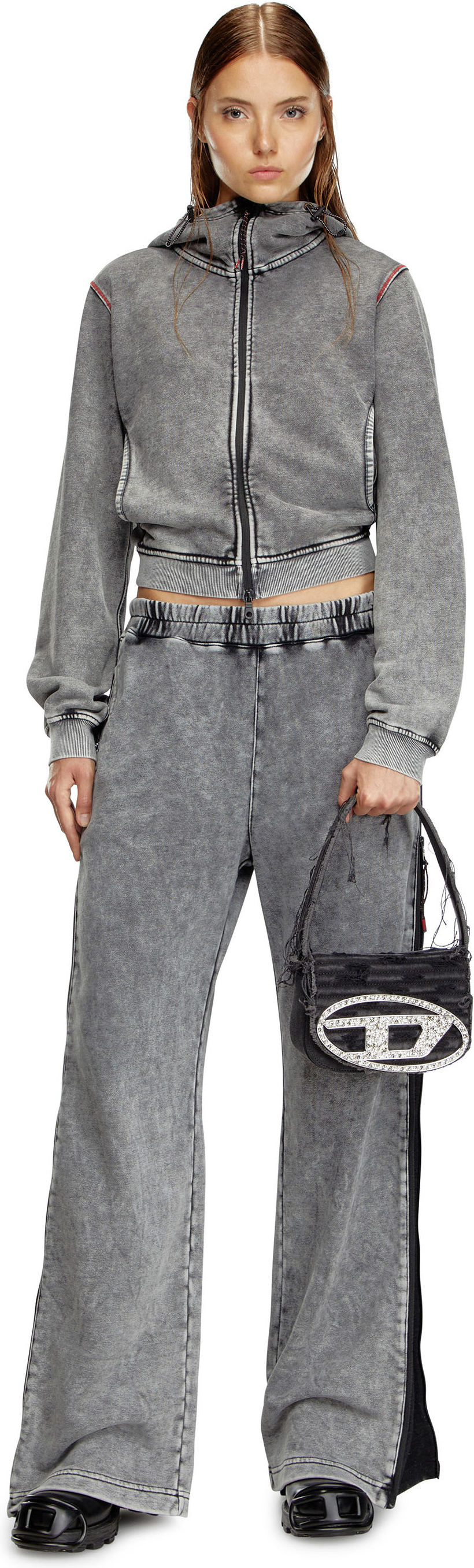 Sac à main Diesel 1DR 111502 en toile denim noir et cuir pour femme vue 5