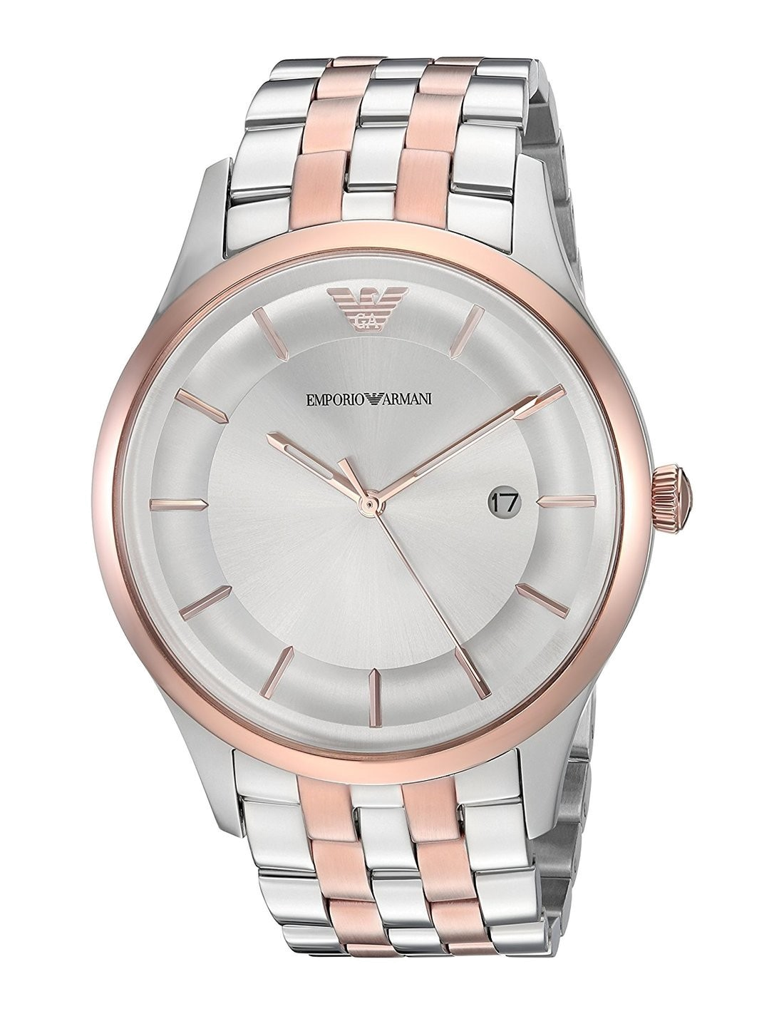 Montre Emporio Armani AR11044 en Acier Argenté avec Cadran Gris et Détails Or Rose