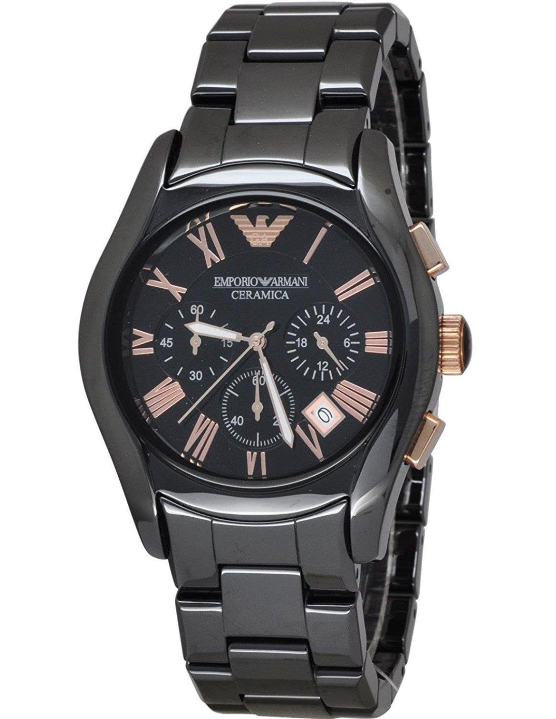 Montre Emporio Armani AR1410 en céramique noire satinée
