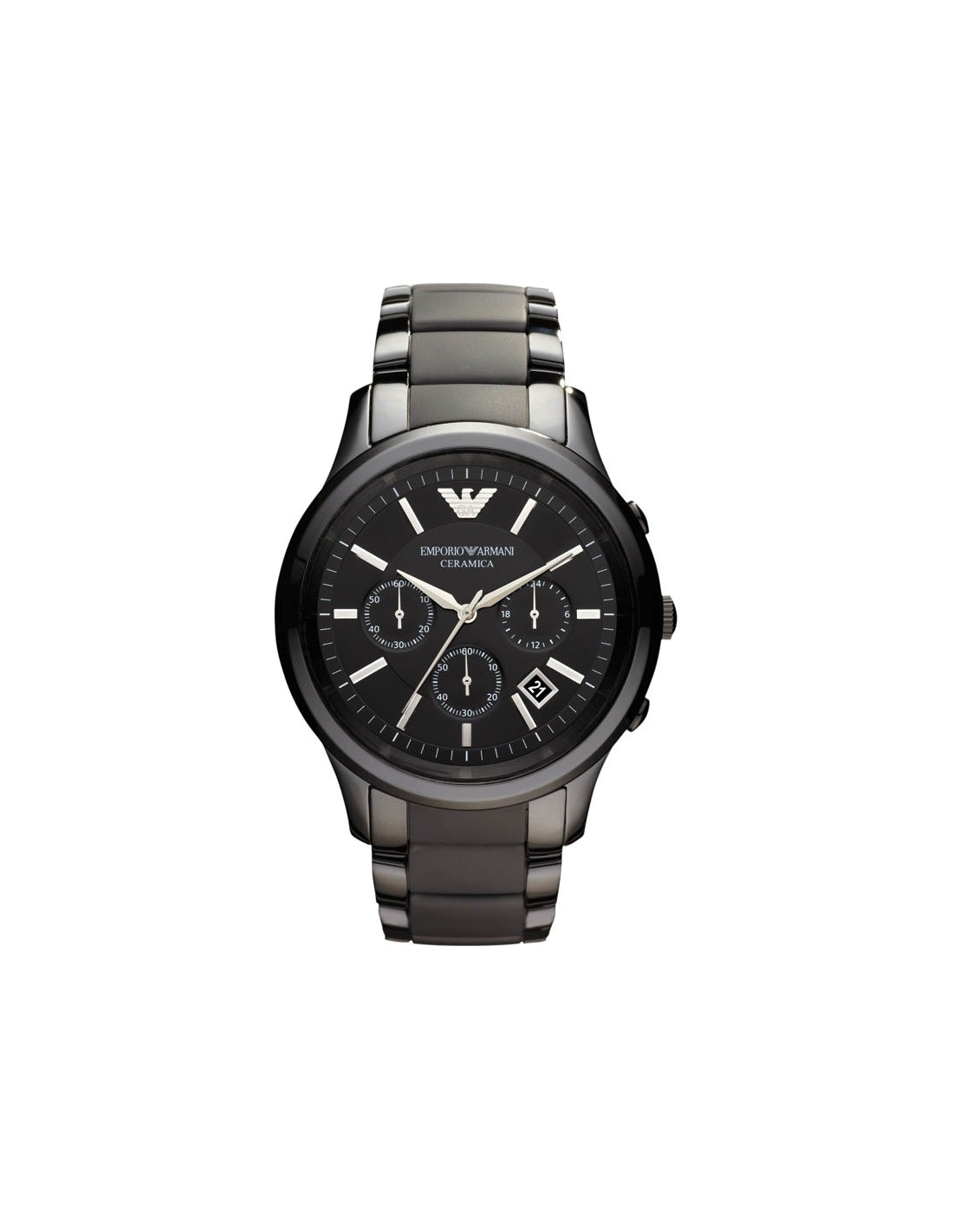 Montre Emporio Armani AR1452 Chronographe en Céramique Noire et Cuir