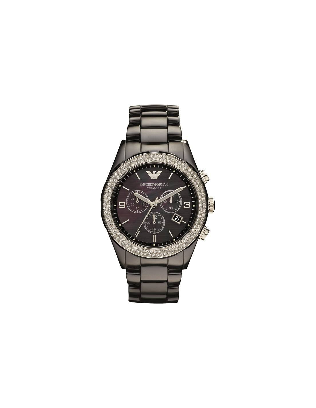 Montre Femme Emporio Armani Ceramica AR1455 Noire sertie de cristaux