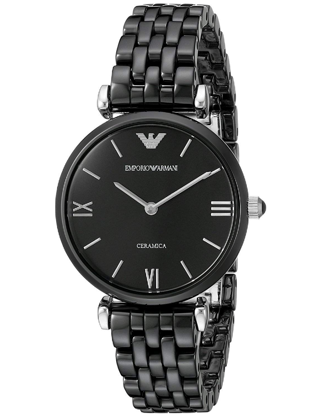 Montre Femme Emporio Armani AR1487 en Céramique Noire à Maillons Fins