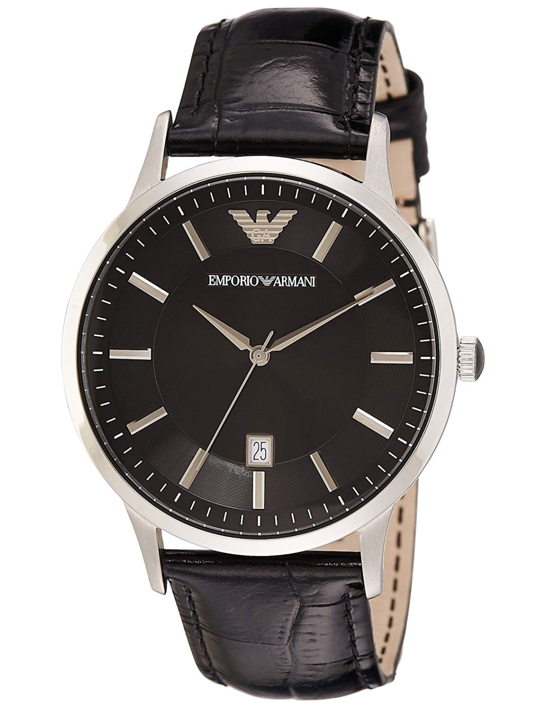 Montre Emporio Armani AR2411 avec Cadran Noir et Bracelet en Cuir