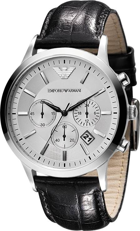 Montre Emporio Armani AR2432 Chronomètre Bracelet Cuir Noir
