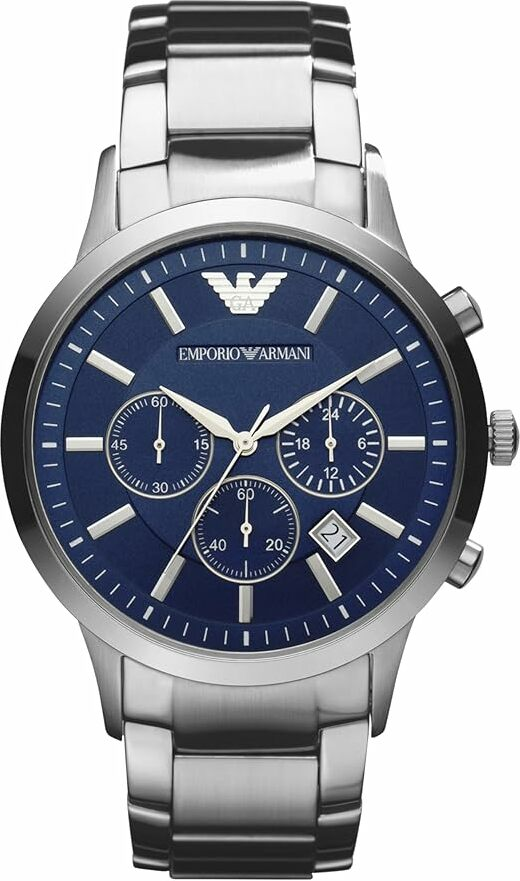 Montre Emporio Armani AR2448 en Acier avec Cadran Bleu