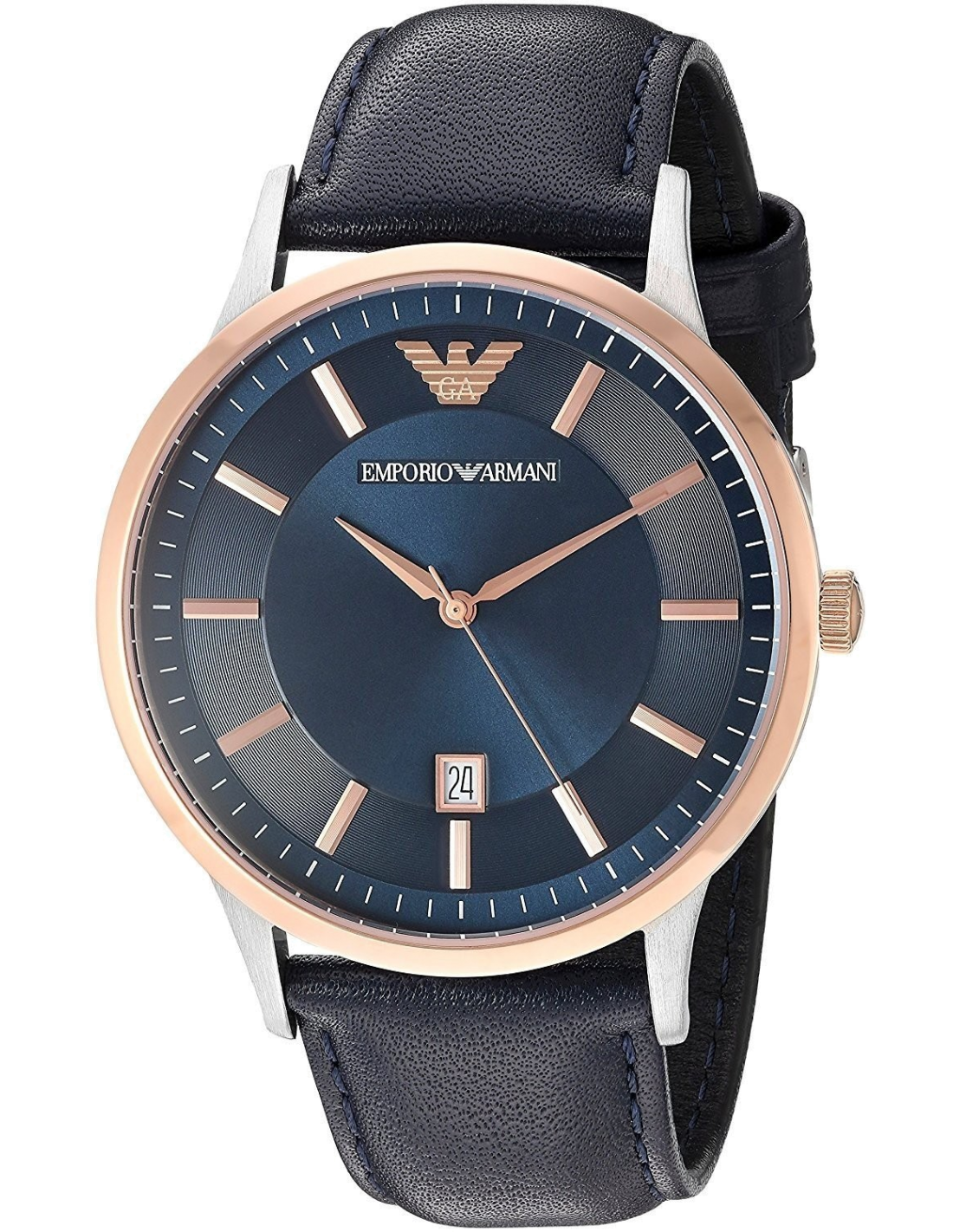 Emporio Armani AR2506 montre avec cadran noir et boîtier acier — Montres Outlet