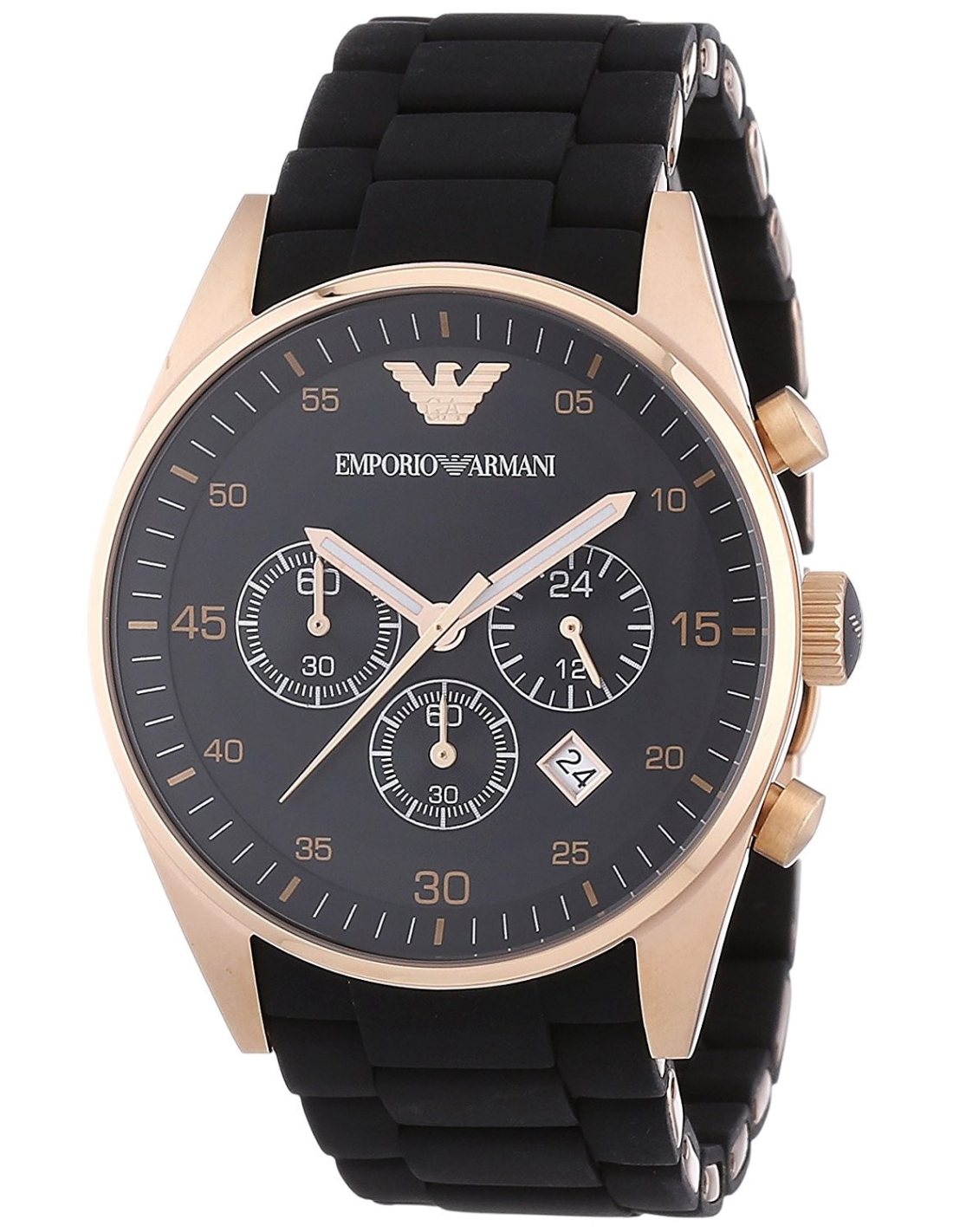 Montre Emporio Armani AR5905 Chronographe en Acier Rose Gold et Silicone