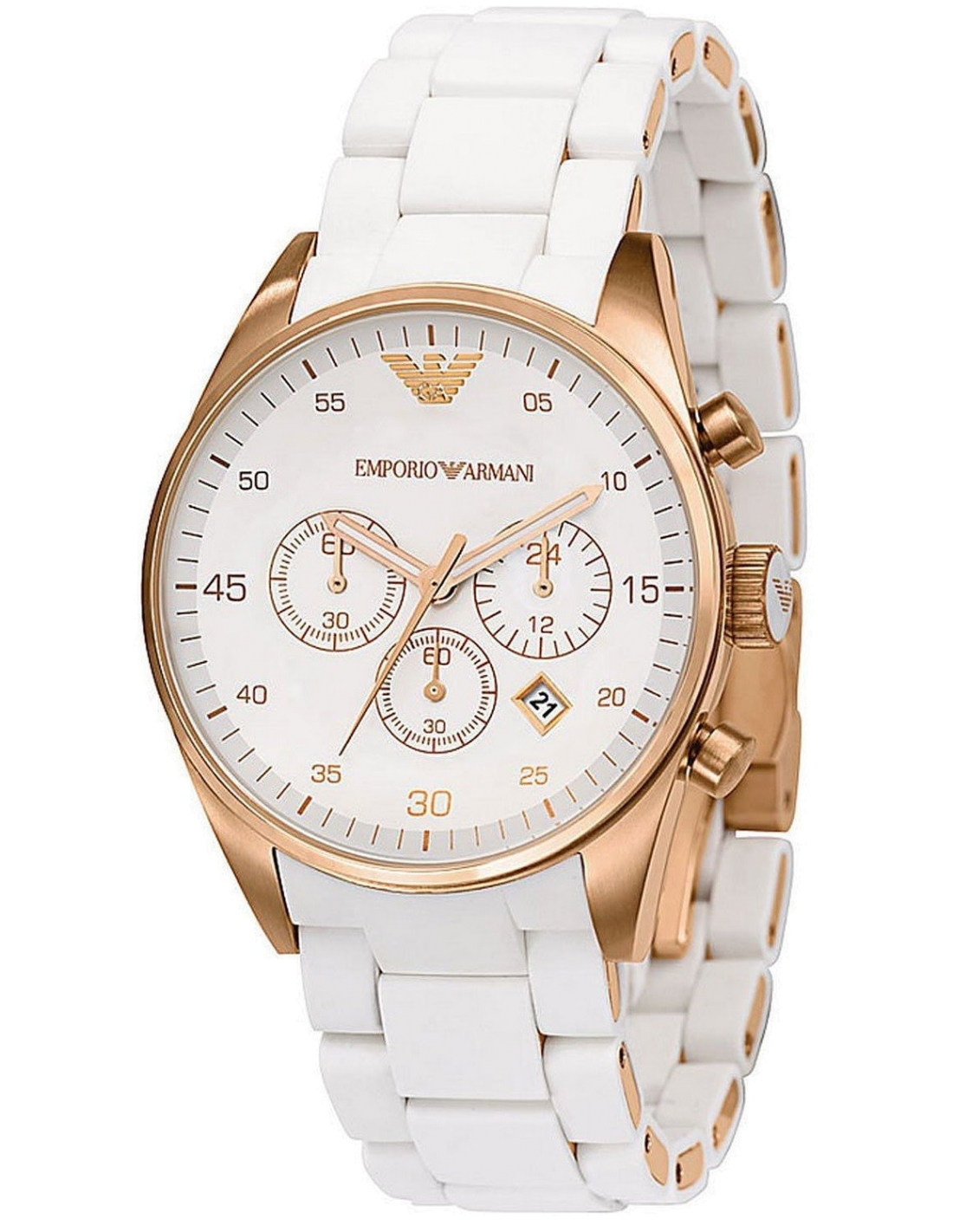Montre Emporio Armani AR5920 Chronographe Bracelet Silicone Blanc