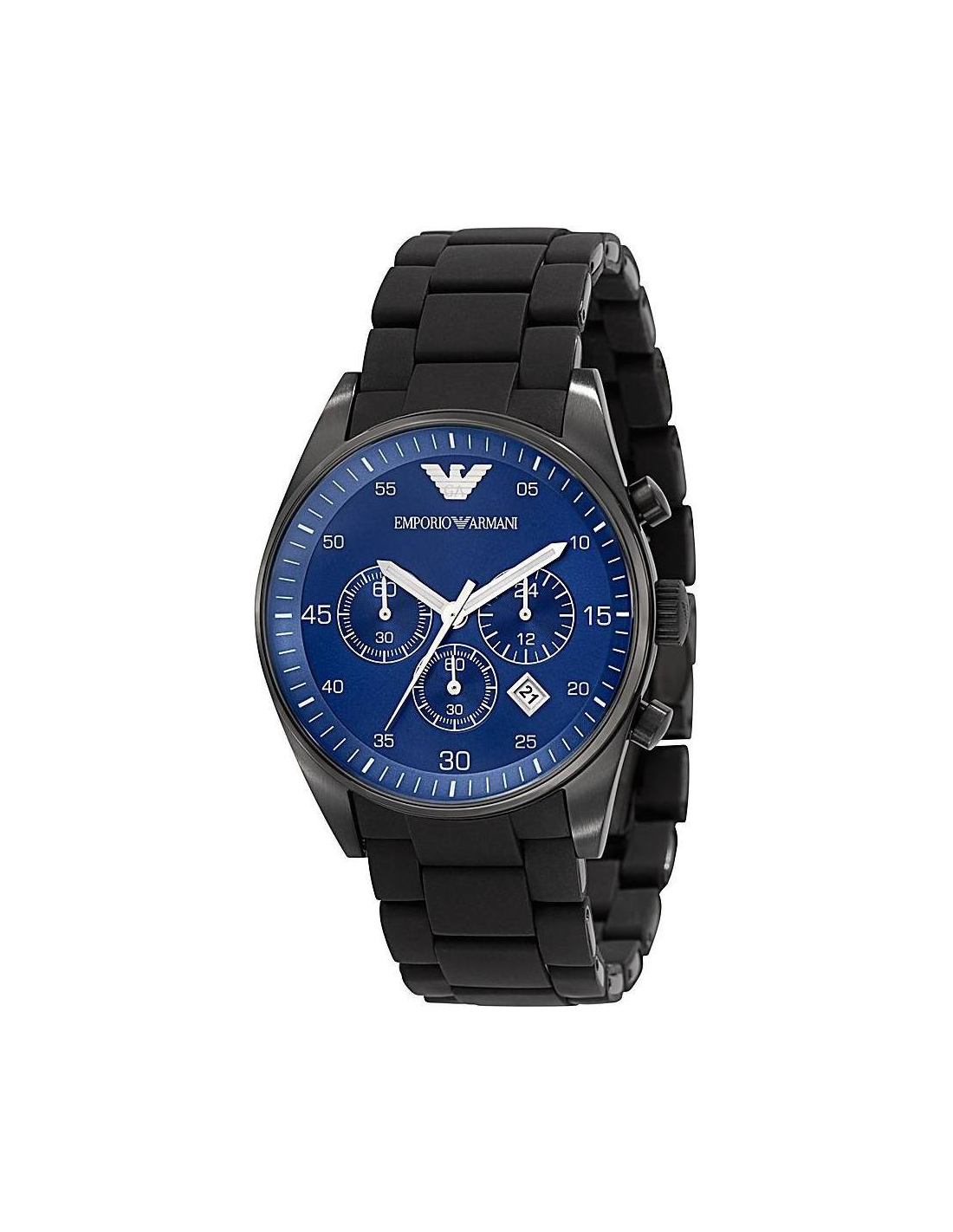 Montre Homme Emporio Armani AR5921 Noir Mat et Cadran Bleu