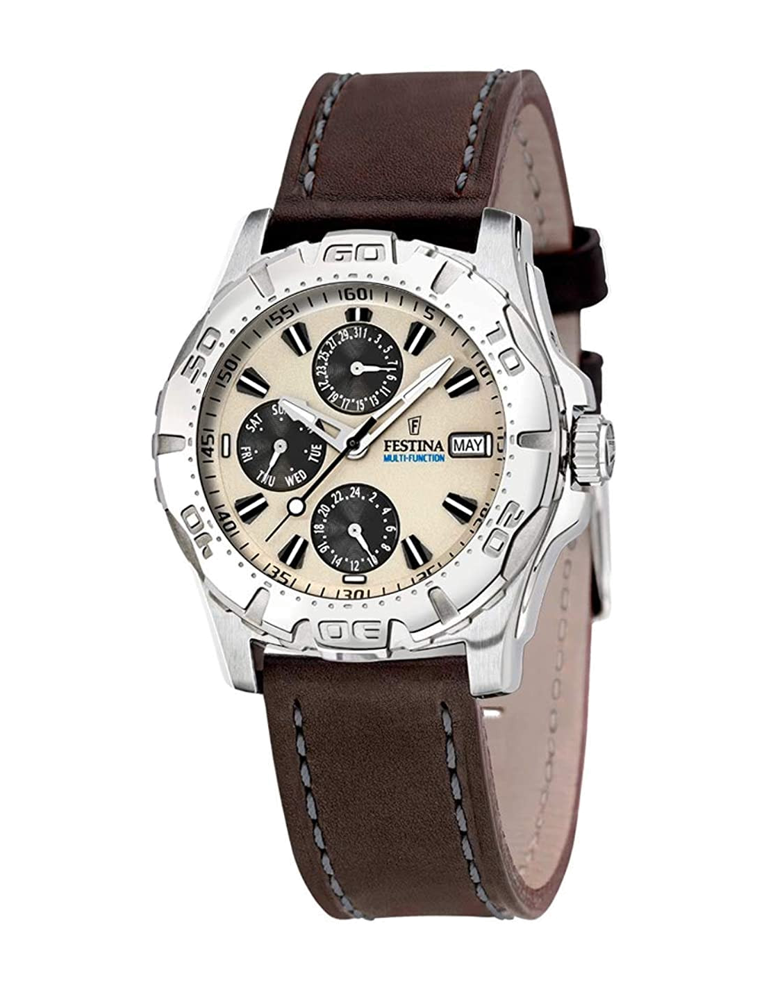 Montre Festina F16243/A Multifonction en Acier avec Bracelet Cuir