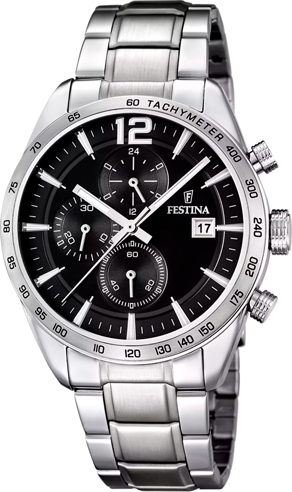 Montre Festina F16759/4 en Acier Argenté avec Cadran Noir Multifonctions