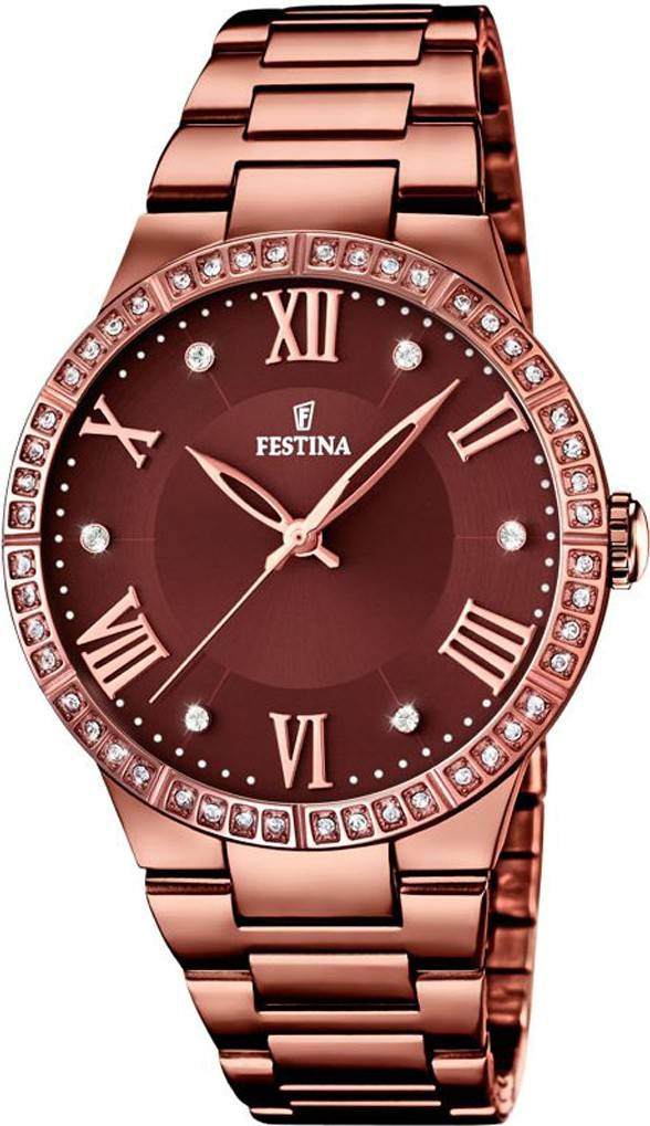 Montre Festina F16801/1 Bronze et Marron à Cadran Serti de Strass