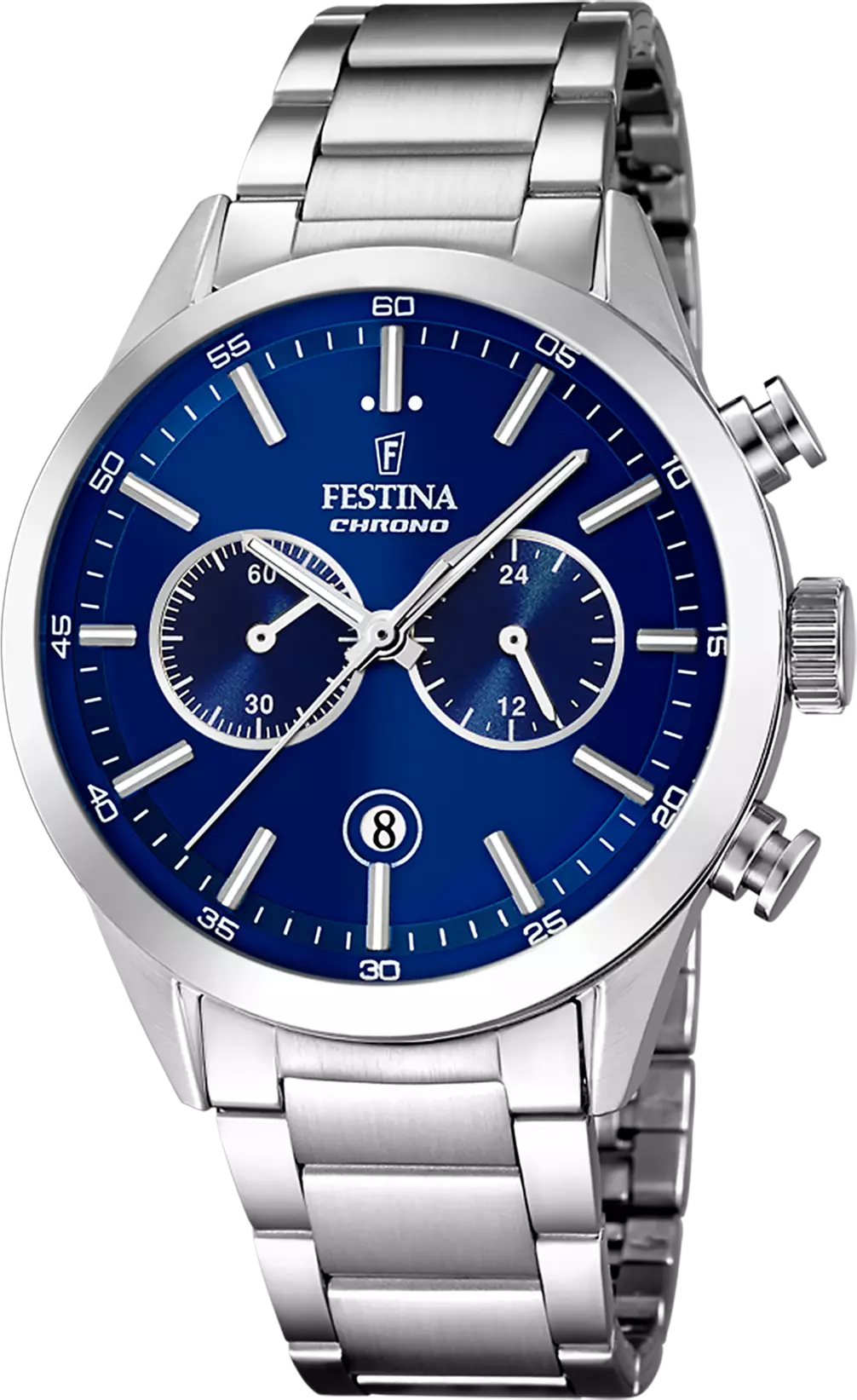 Montre Festina F16826/B en Acier Argenté avec Cadran Bleu Profond