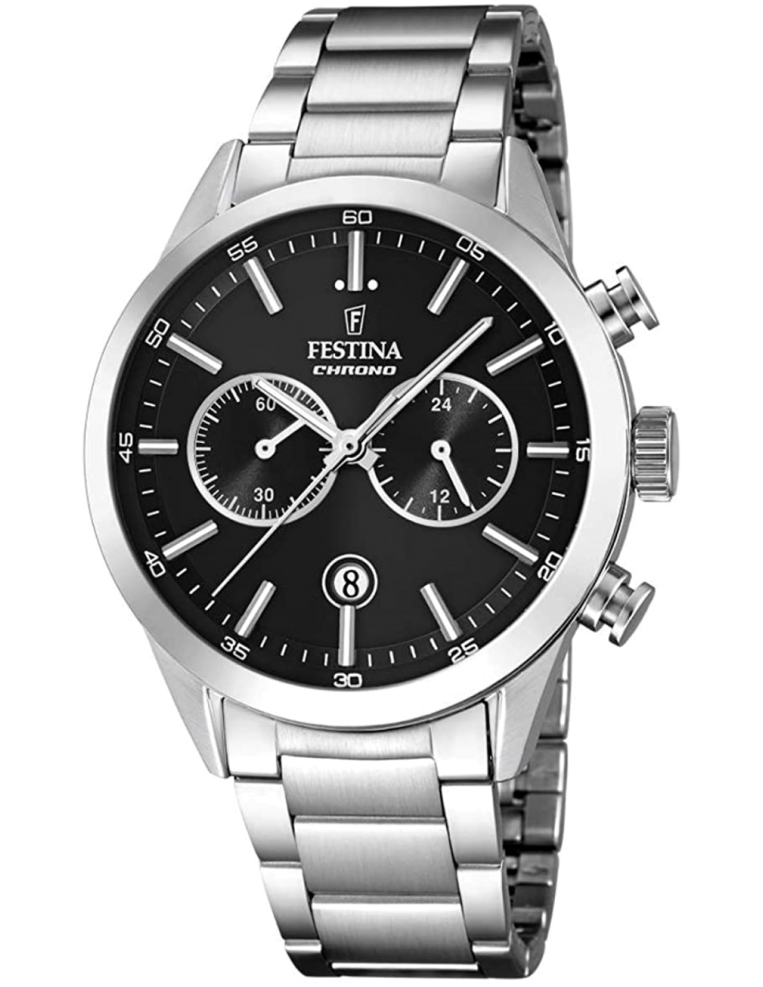 Montre Festina F16826/C en Acier Argenté avec Cadran Noir