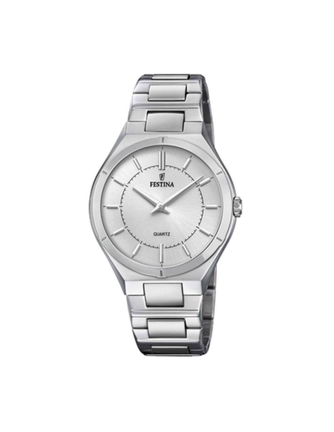 Montre Festina F20244/1 Cadran Blanc et Bracelet Cuir Noir